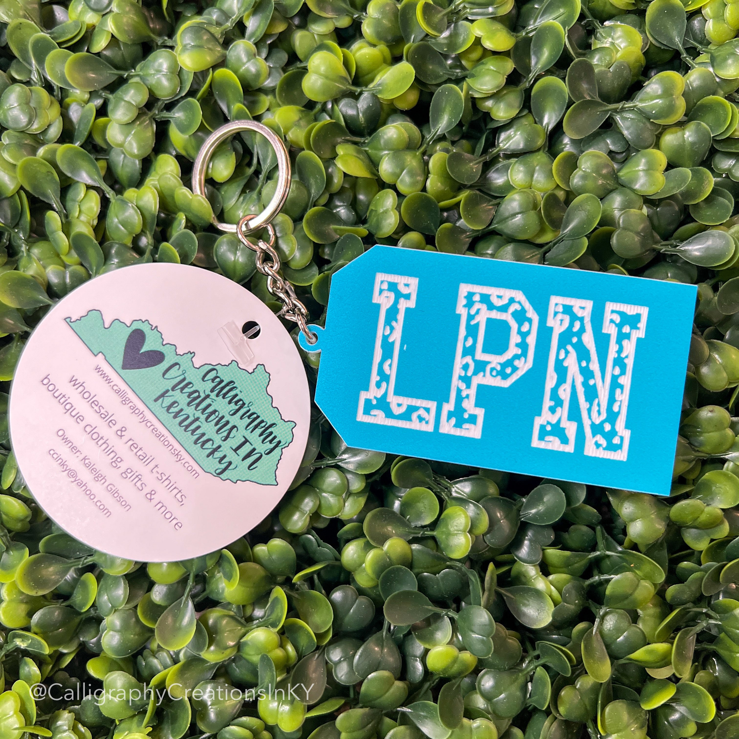 Teal & White LPN Keychain