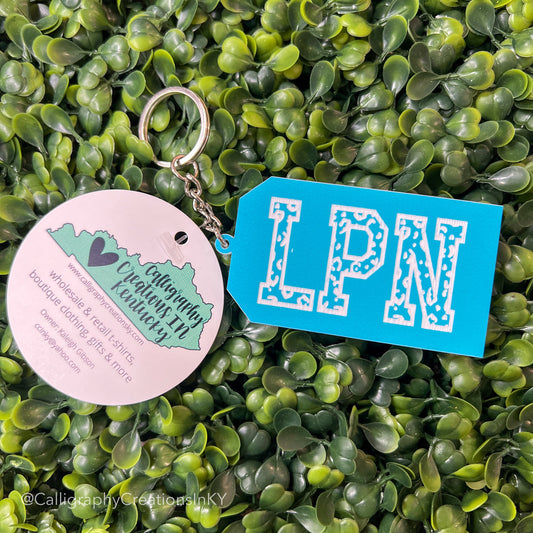 Teal & White LPN Keychain