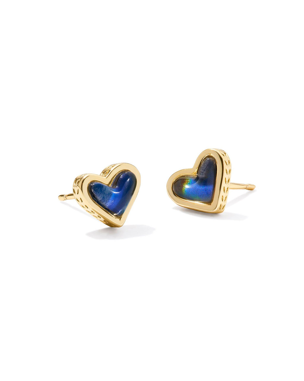 Kendra Scott Framed Ari Heart Stud Earrings - Gold Moodstone