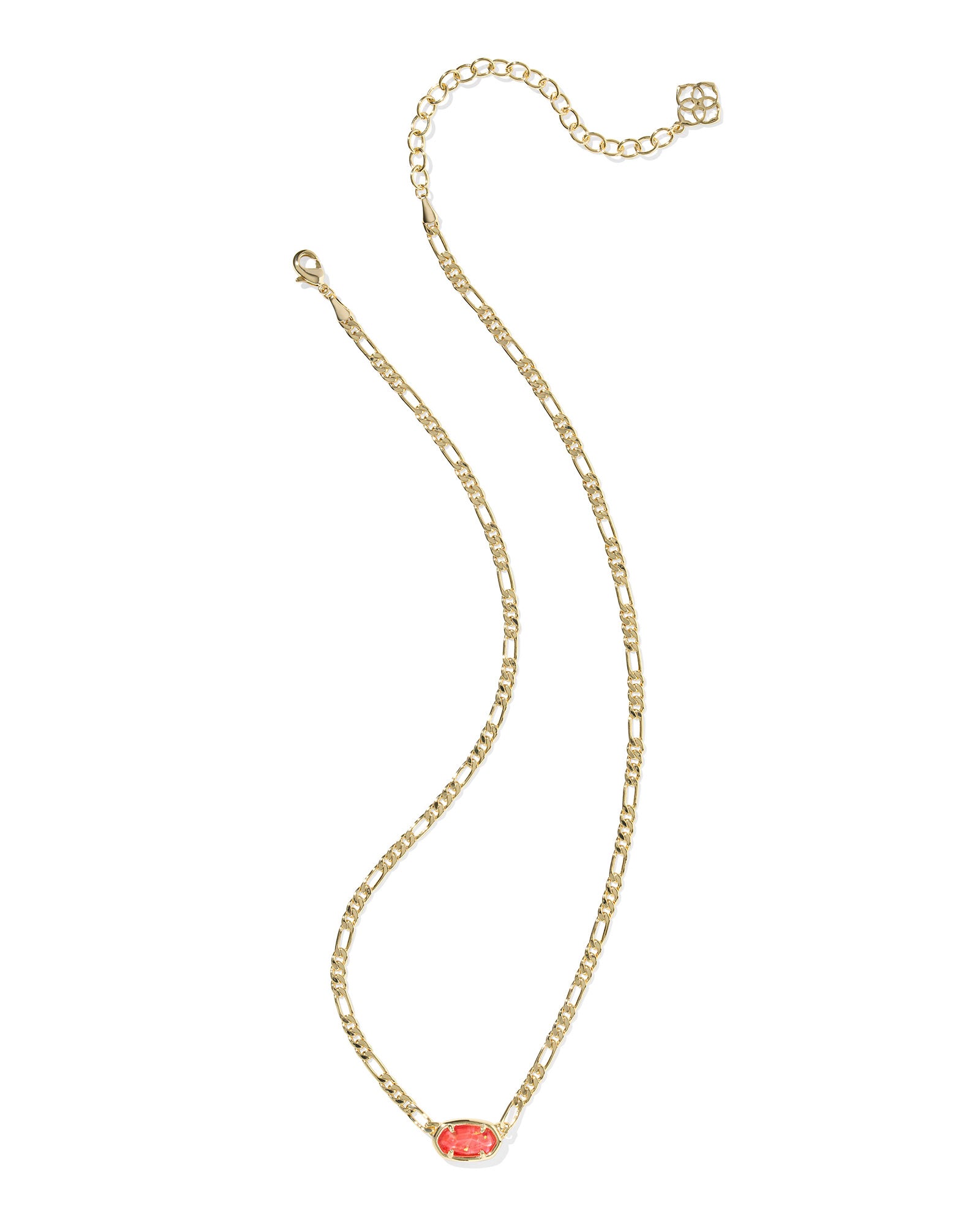 Kendra Scott Elisa Figaro Chain Short Pendant Necklace - Gold Papaya Iridescent Mother Of Pearl