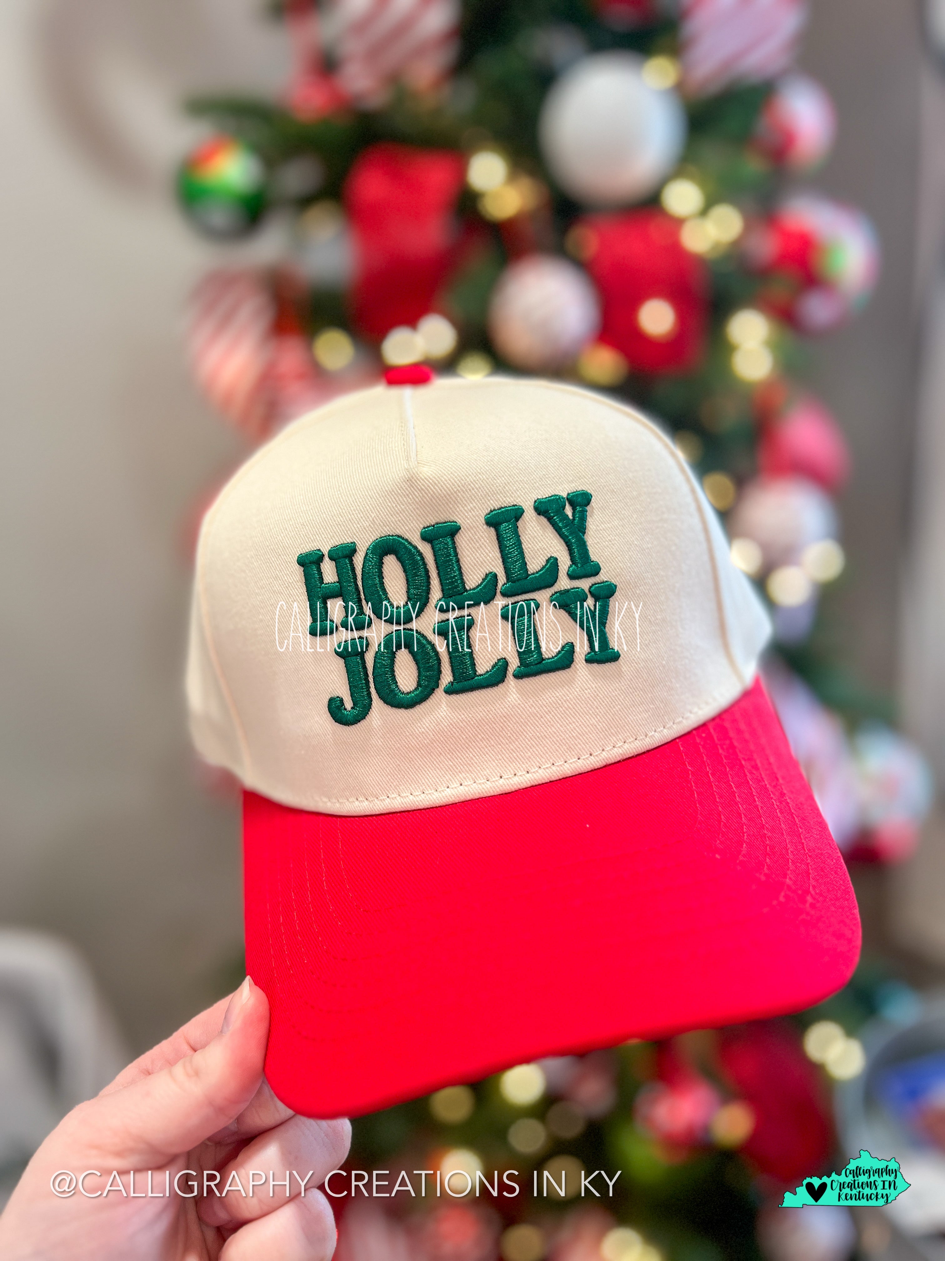 Holly Jolly Embroidered Trucker Hat