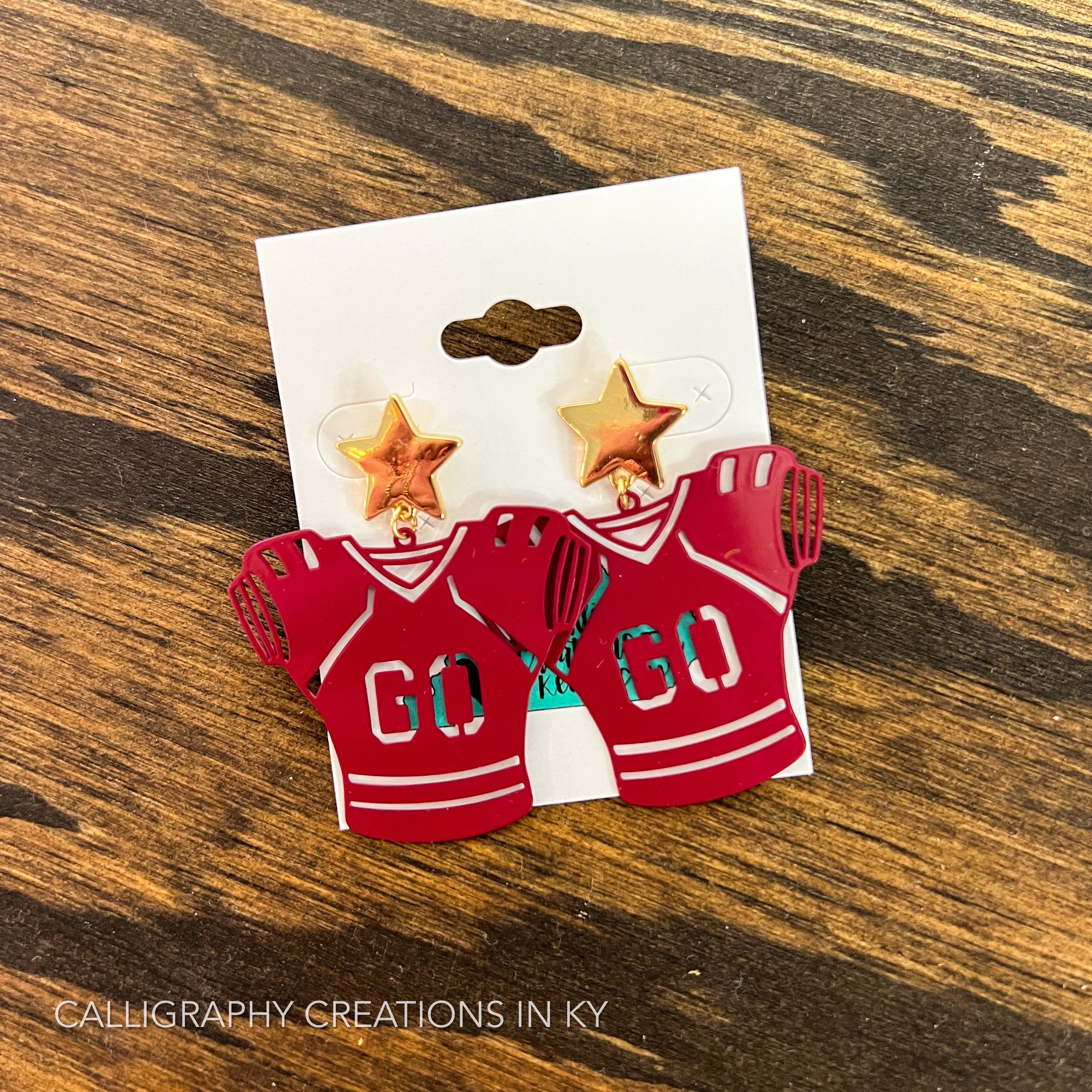 Burgundy Football Jersey Earrings