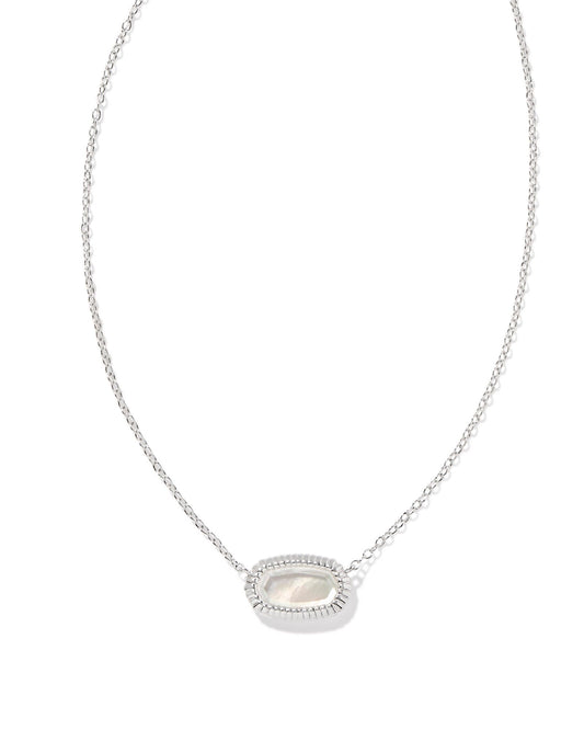 Kendra Scott Elisa Ridge Framed Pendant Necklace - Rhodium Ivory Mother Of Pearl