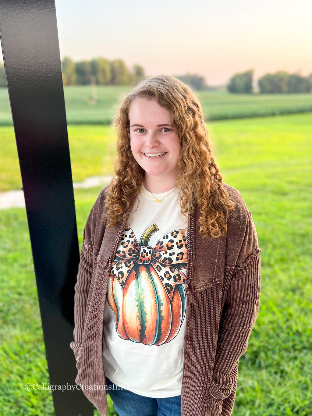 Leopard Bow Pumpkin Tee *FINAL SALE*