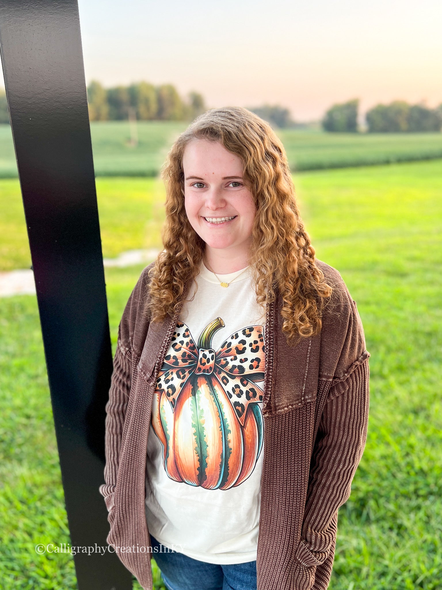 Leopard Bow Pumpkin Tee *FINAL SALE*