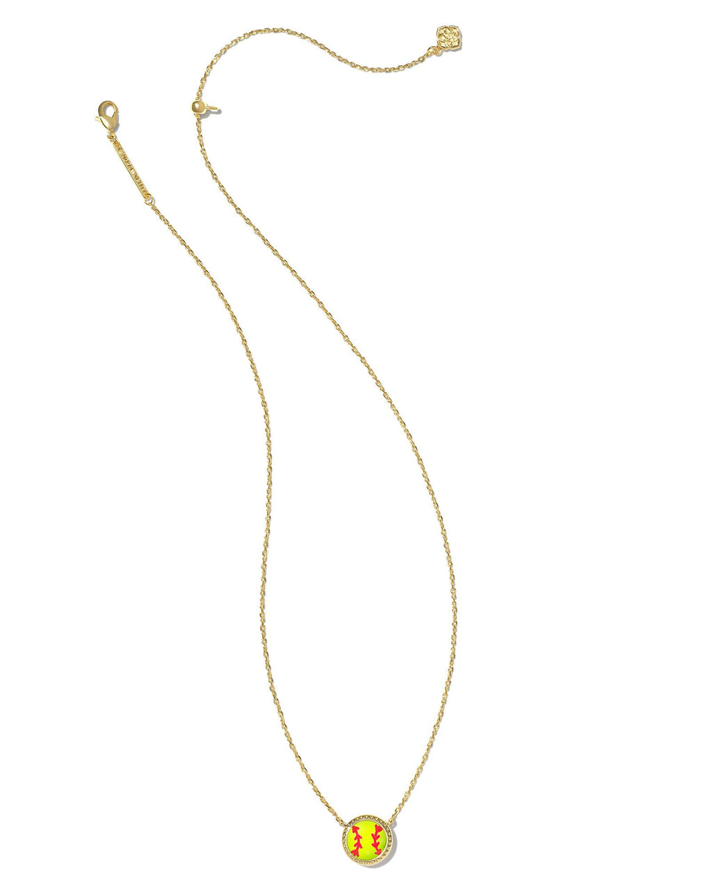 Kendra Scott Softball Short Pendant Necklace - Gold Chartreuse Magnesite