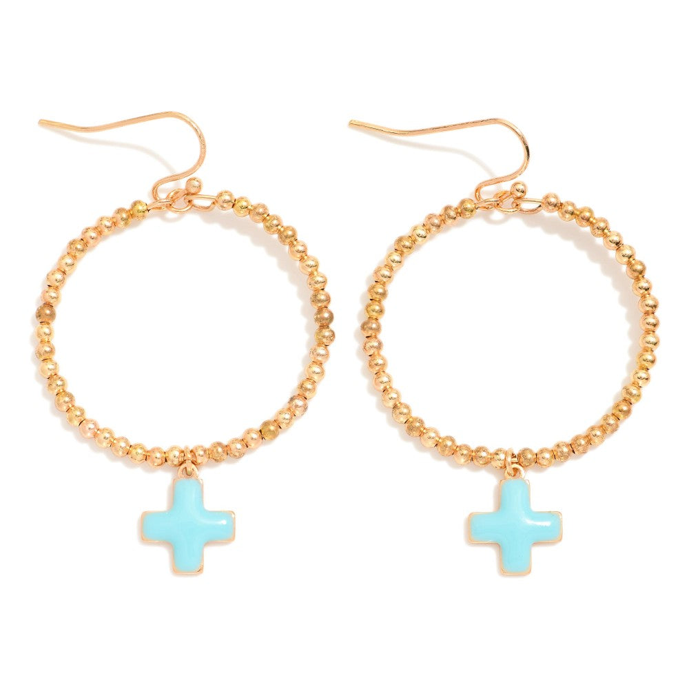 Aqua | Cross Dangle Earrings