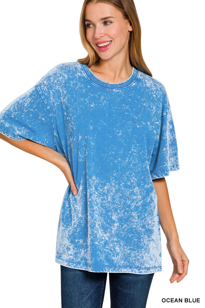 Ocean Blue | Washed Short Sleeve Top *FINAL SALE*