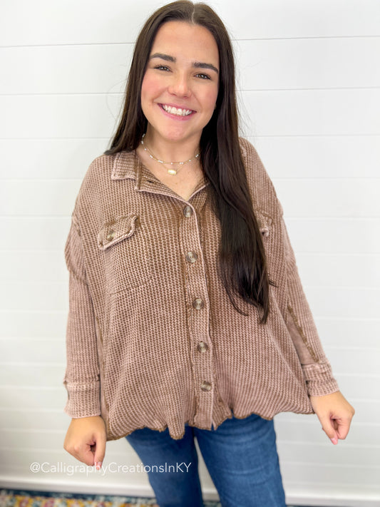 Brown | Acid Wash Shacket