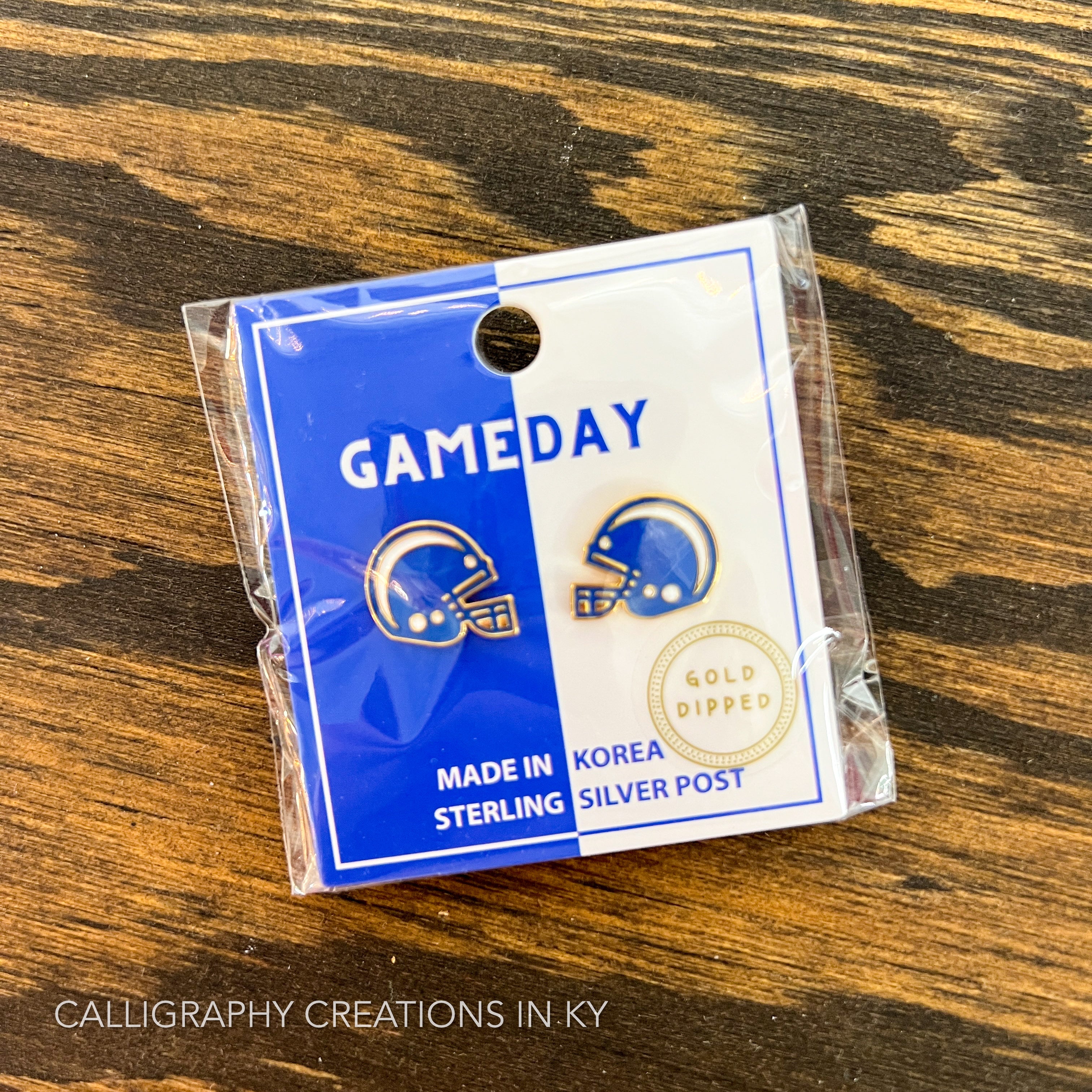 Blue Football Helmet Earrings