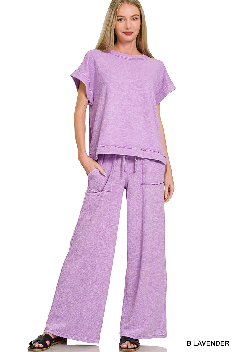 Lavender | Acid Wash Top/Pants Set