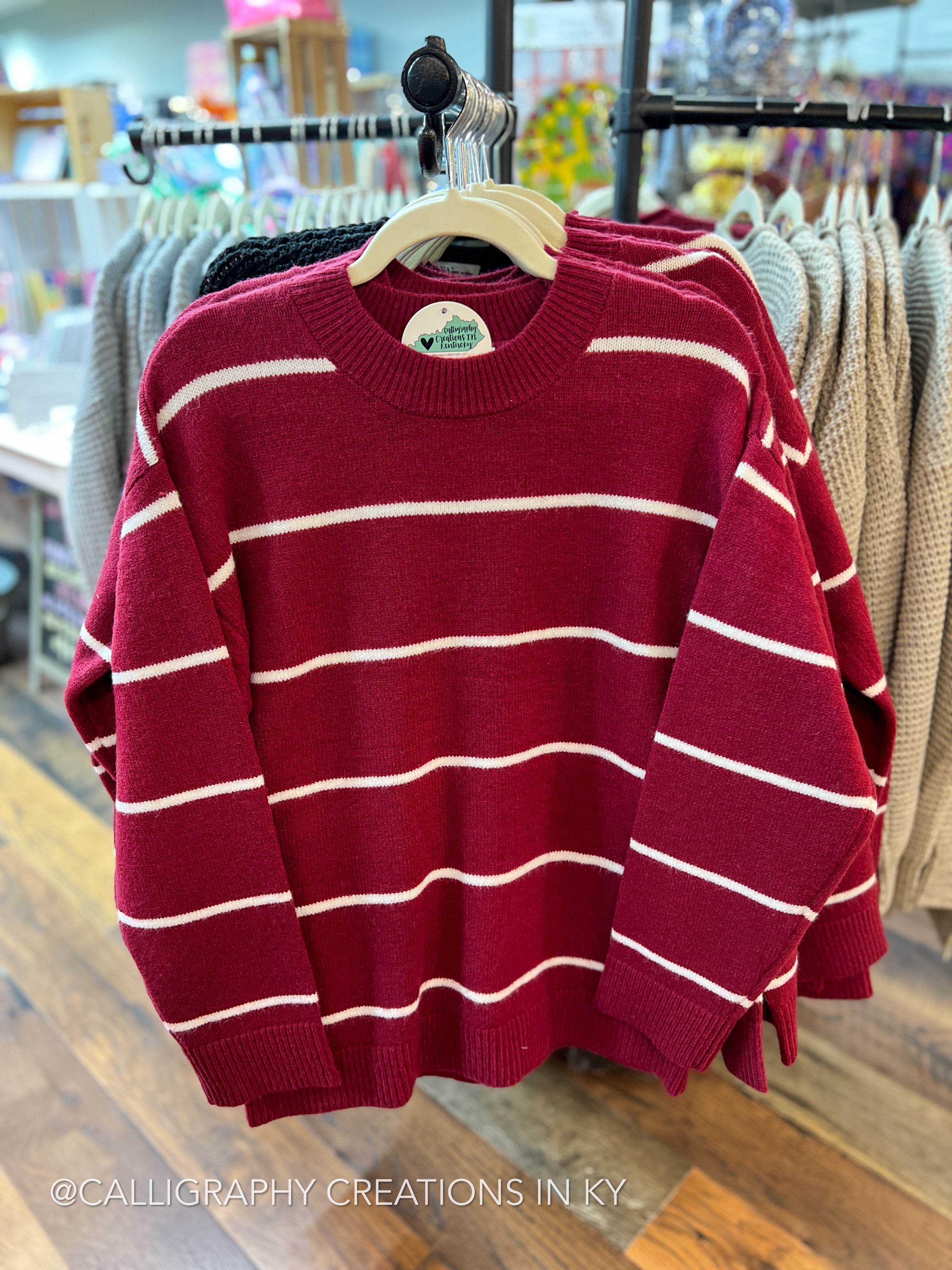 Burgundy Stripe Sweater