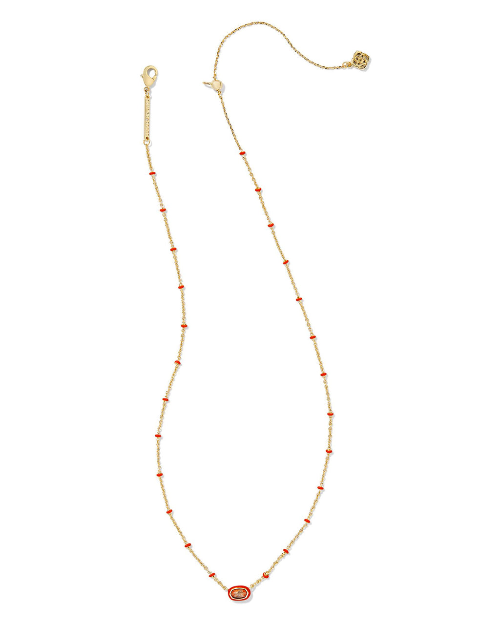 Kendra Scott Mini Elisa Enamel Frame Short Pendant Necklace - Gold Variegated Orange Magensite