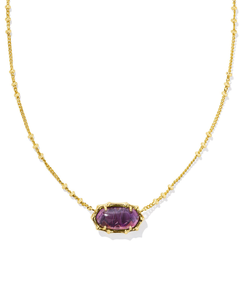 Kendra Scott Elisa Bamboo Frame Short Pendant Necklace - Gold Dark Purple Amethyst