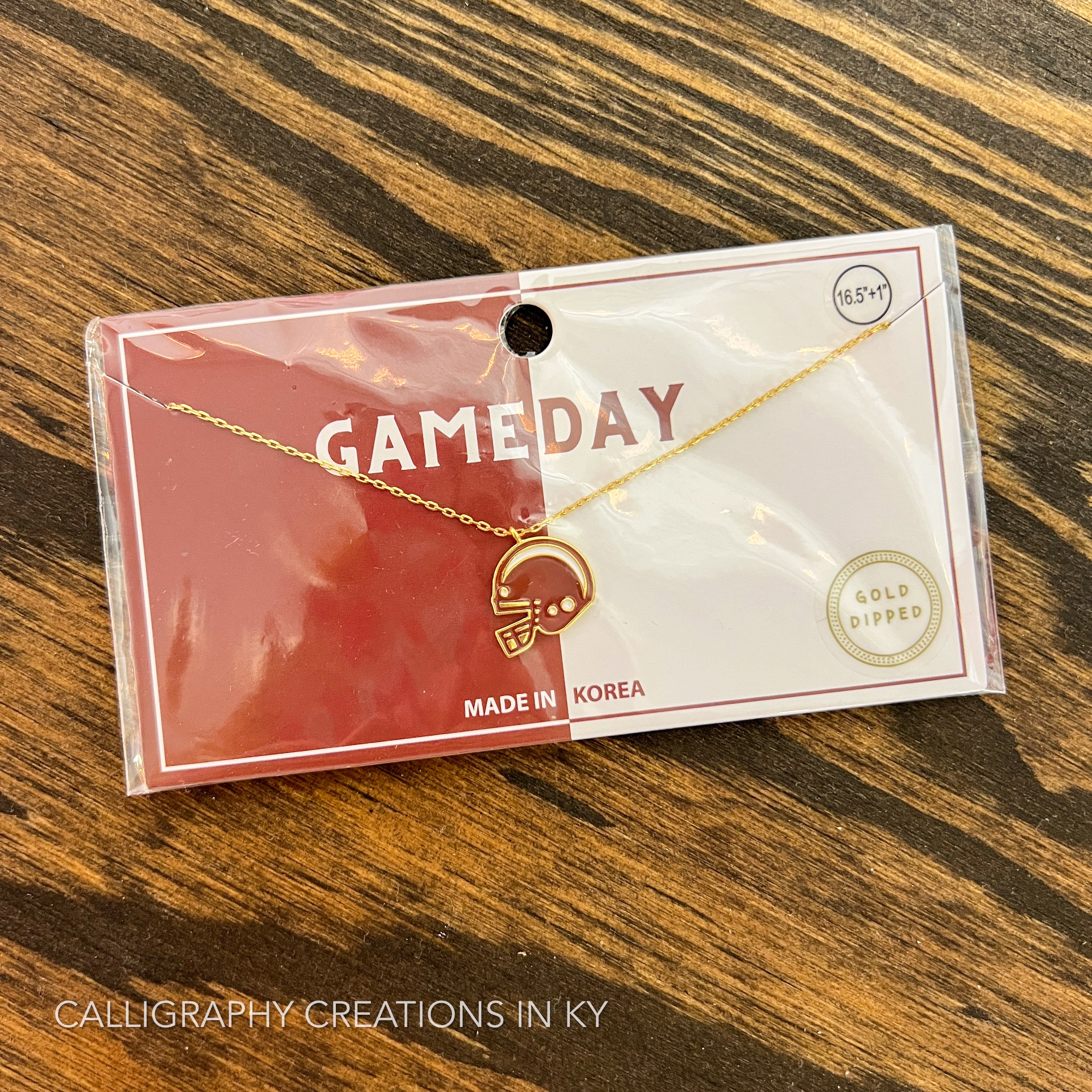 Burgundy Football Helmet Necklace