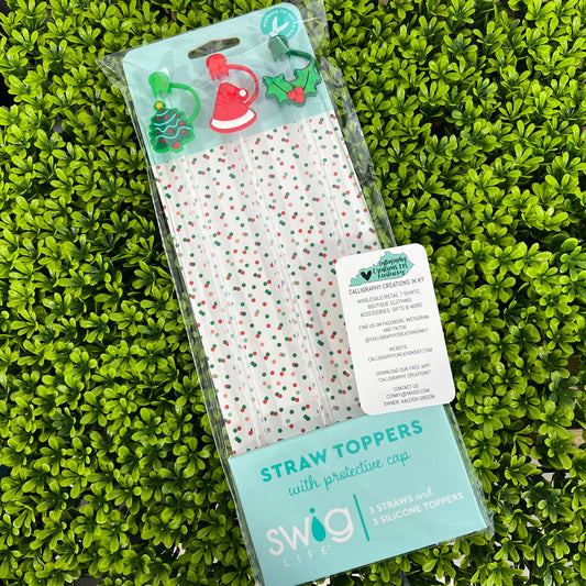 Christmas Tree Swig Straw Topper Set FINAL SALE