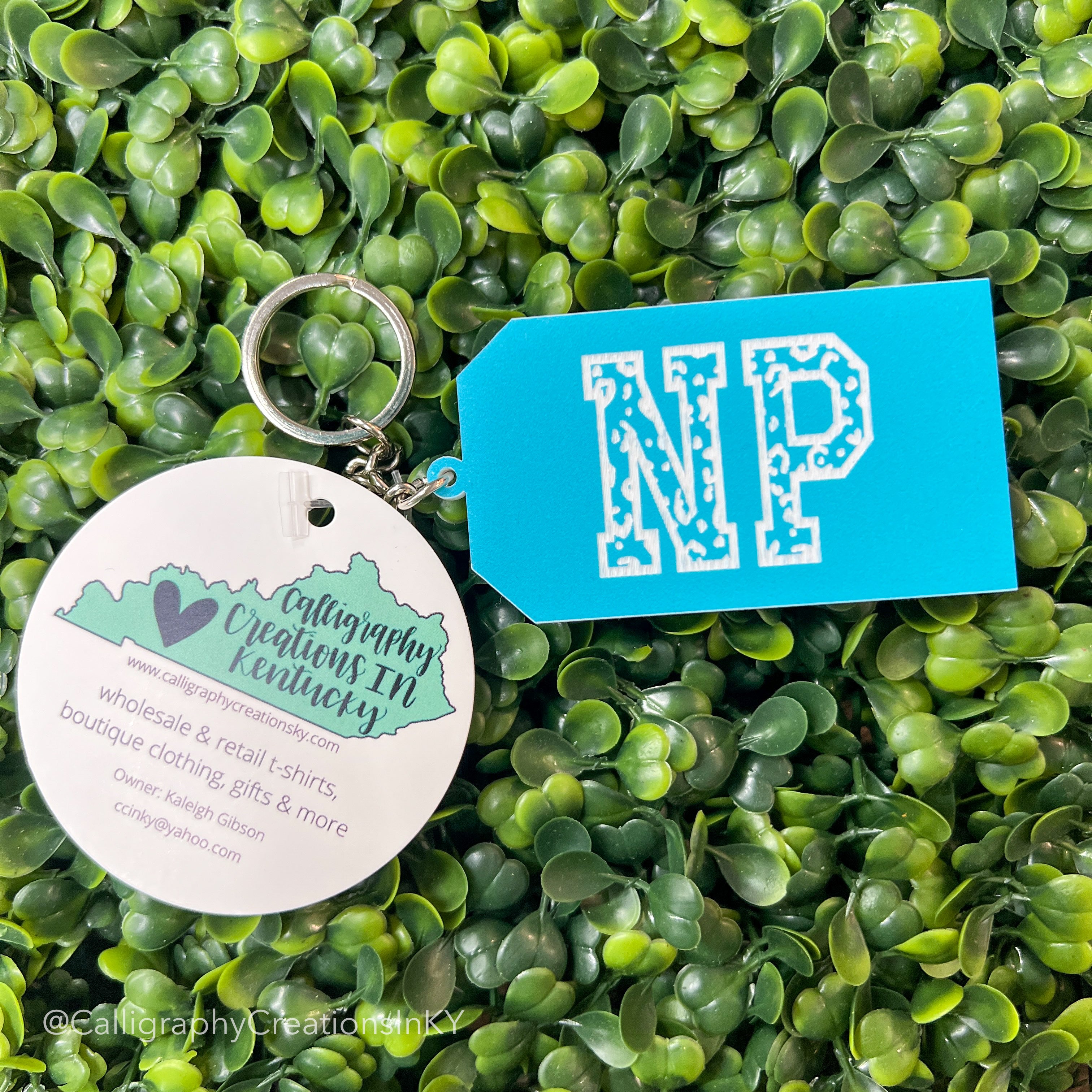 Teal & White NP Keychain