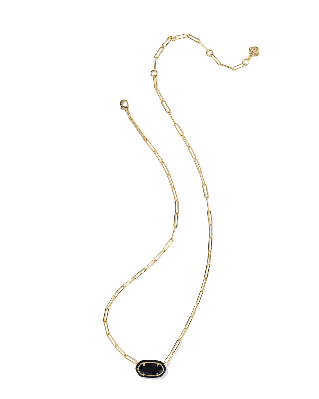 Kendra Scott Elisa Enamel Frame Paperclip Necklace - Gold Black Agate