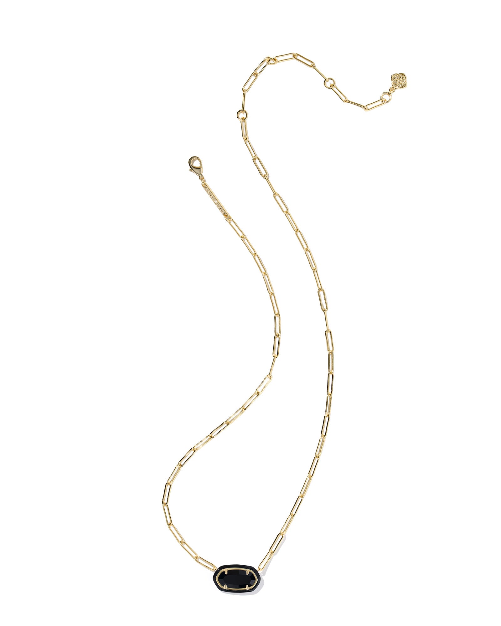Kendra Scott Elisa Enamel Frame Paperclip Necklace - Gold Black Agate
