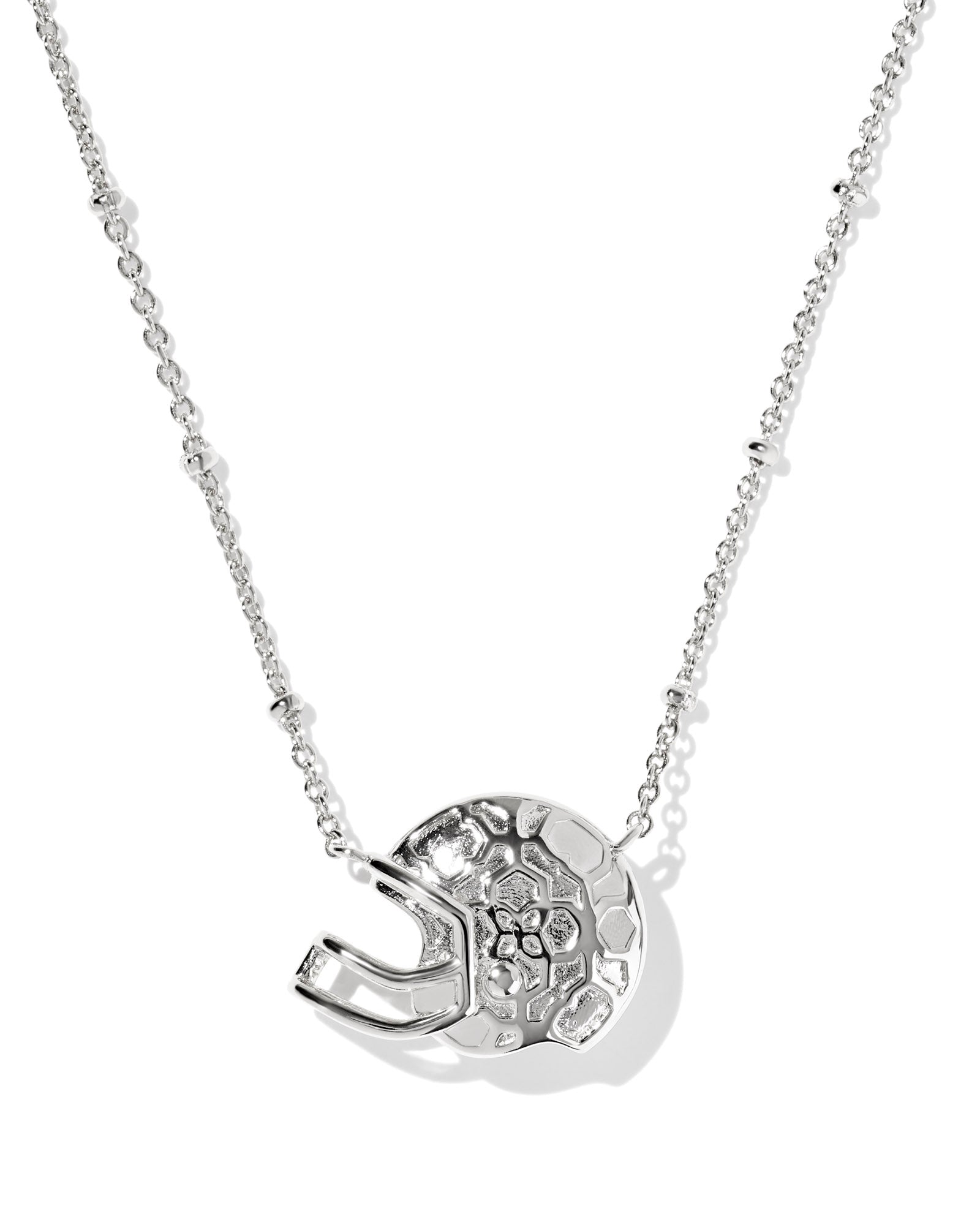 Kendra Scott Football Helmet Short Pendant Necklace - Silver Ivory Mother Of Pearl