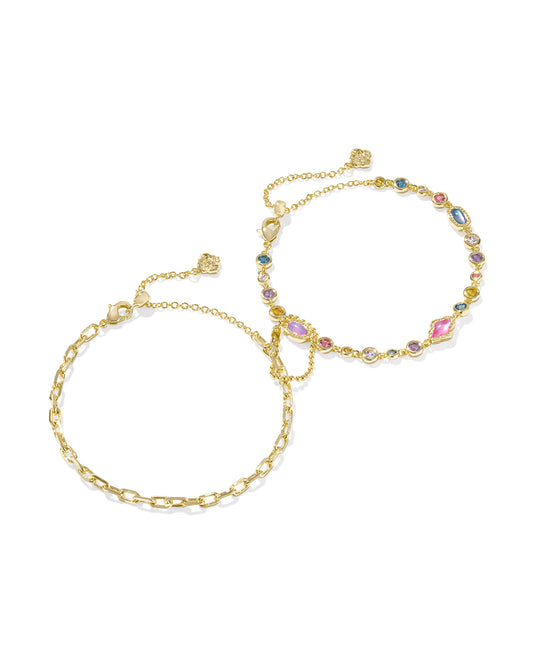 Kendra Scott Mini Elisa Abbie Set Of 2 Delicate Chain Bracelets - Gold Multi Mix