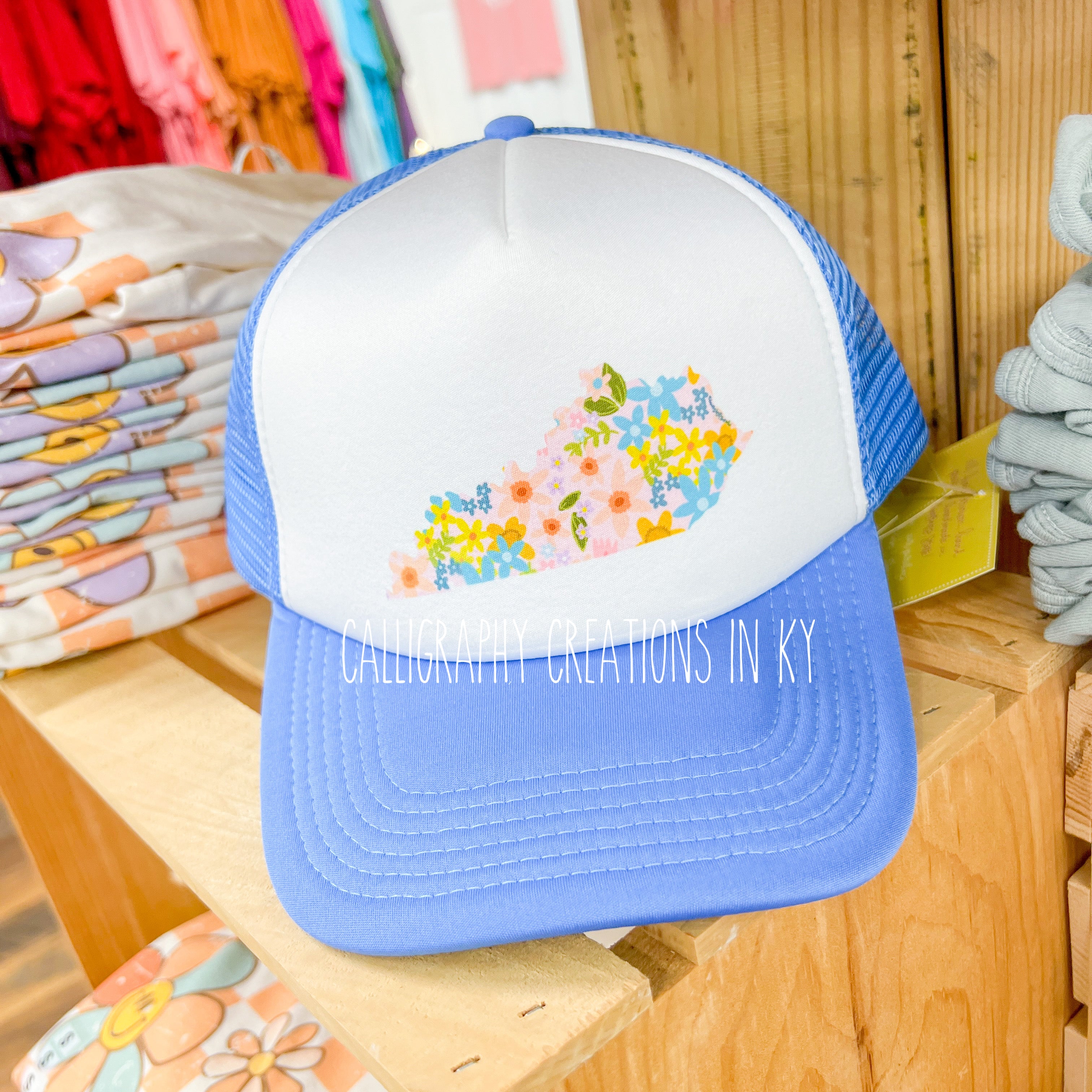 Blue Whimsy Floral KY Trucker Hat *FINAL SALE*