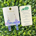 Lilac Confetti Cross Earrings