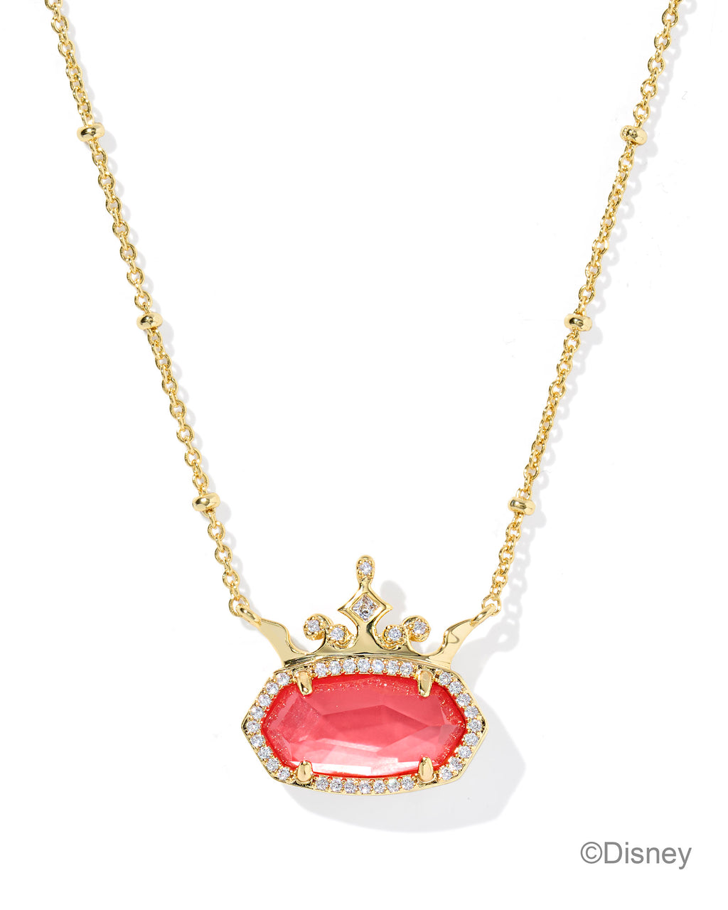 Kendra Scott Disney Elisa Princess Short Pendant Necklace - Gold Dark Peach Mother Of Pearl (Adventurous)