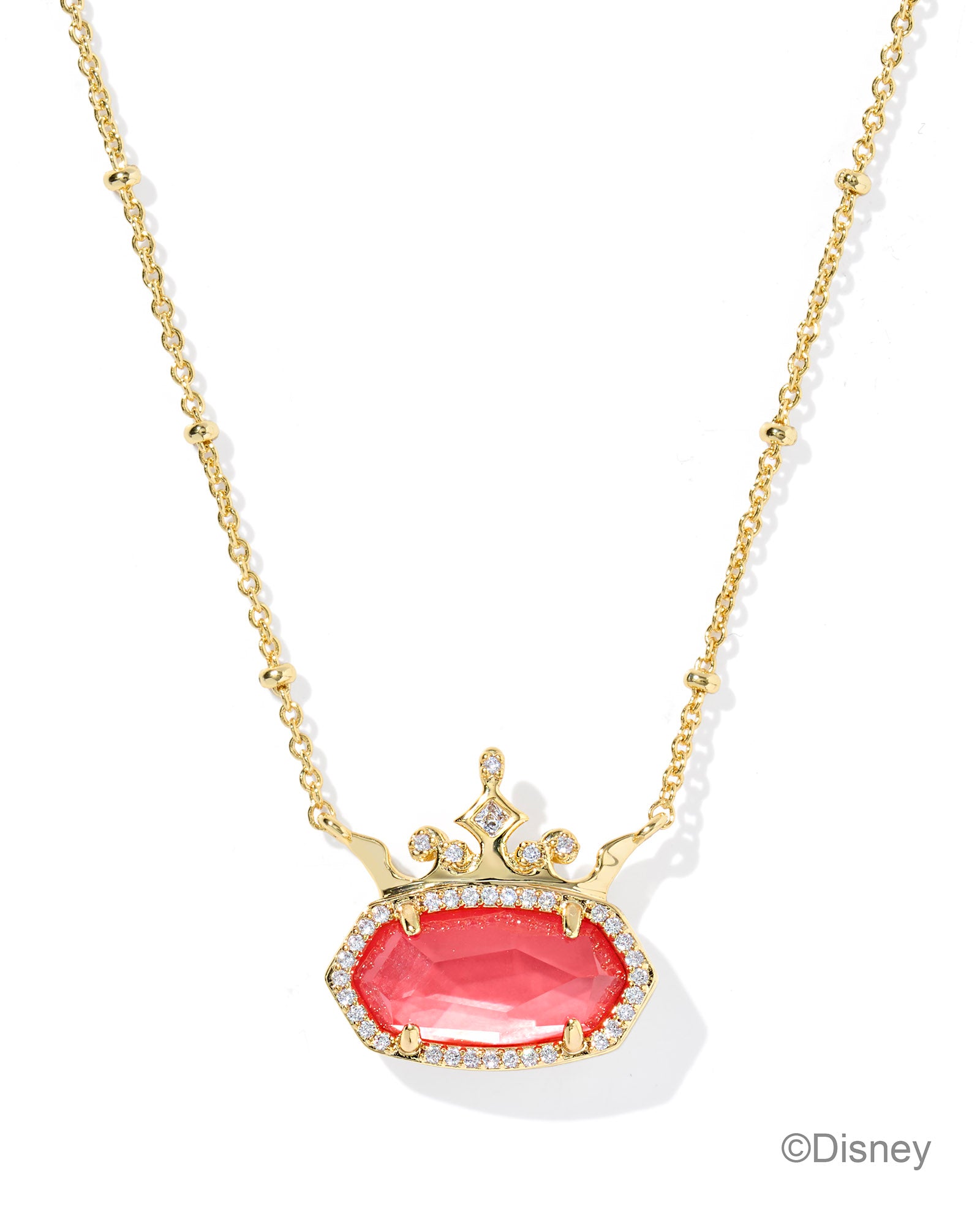 Kendra Scott Disney Elisa Princess Short Pendant Necklace - Gold Dark Peach Mother Of Pearl (Adventurous)