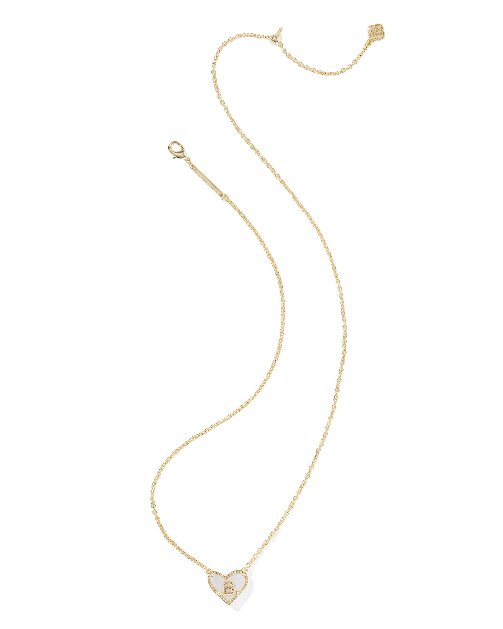 Kendra Scott Heart Letter B Short Pendant Necklace - Gold Ivory Mother Of Pearl