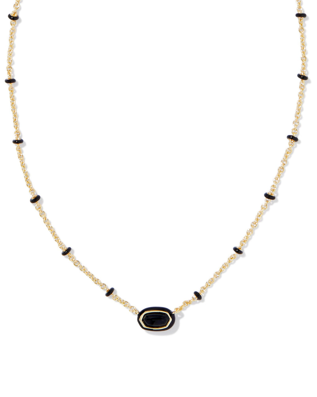 Kendra Scott Mini Elisa Enamel Frame Short Pendant Necklace - Gold Black Agate