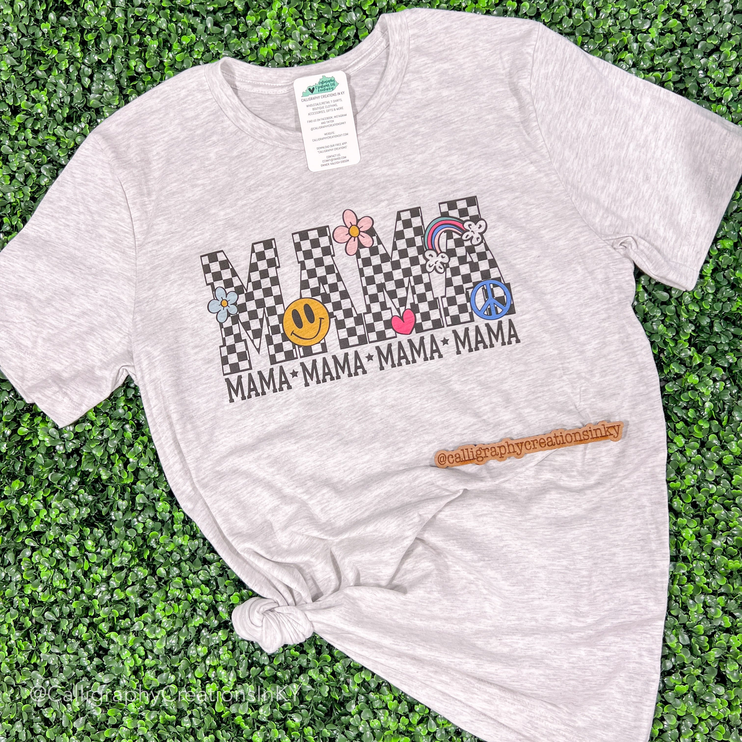 SMALL - Fun Checkered Mama Tee *FINAL SALE*