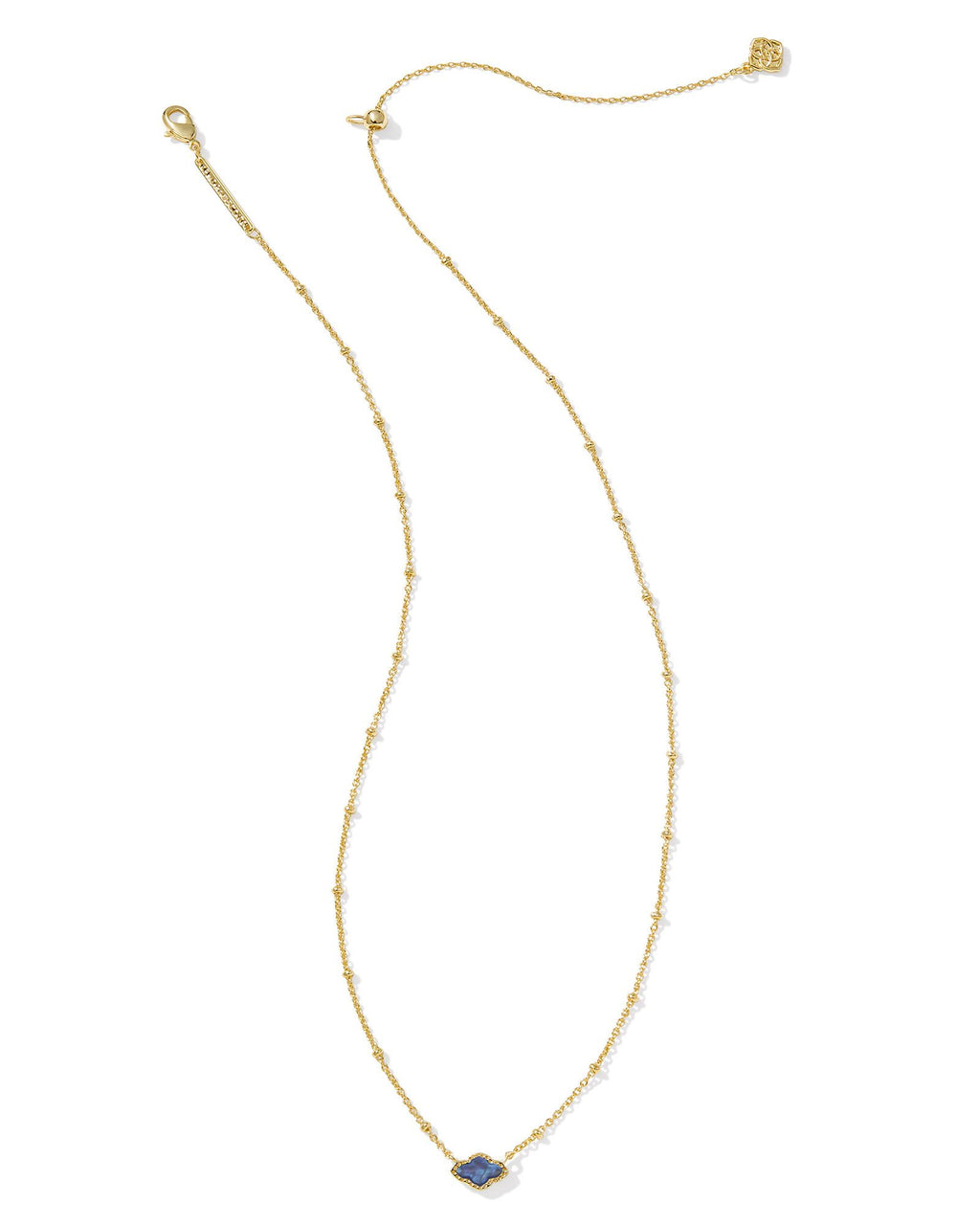 Kendra Scott Mini Abbie Satellite Short Pendant Necklace  - Gold Navy Abalone