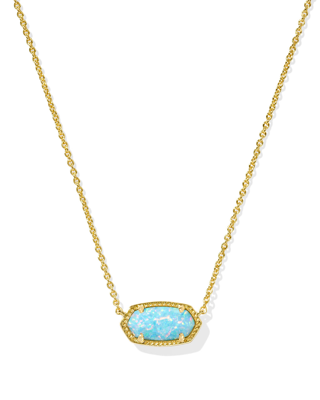 Kendra Scott Elisa Pendant Necklace - Gold Light Teal Kyocera Opal