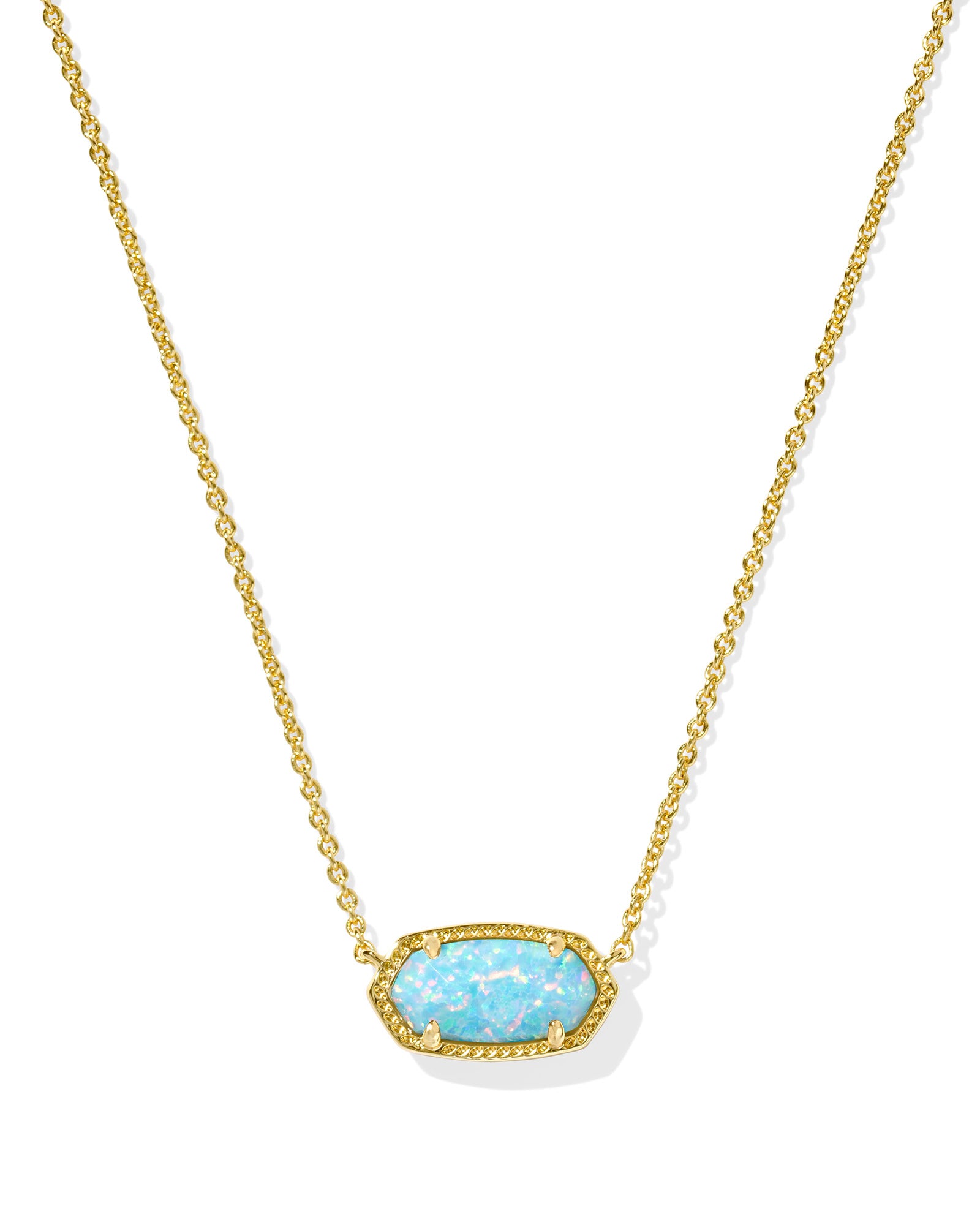Kendra Scott Elisa Pendant Necklace - Gold Light Teal Kyocera Opal