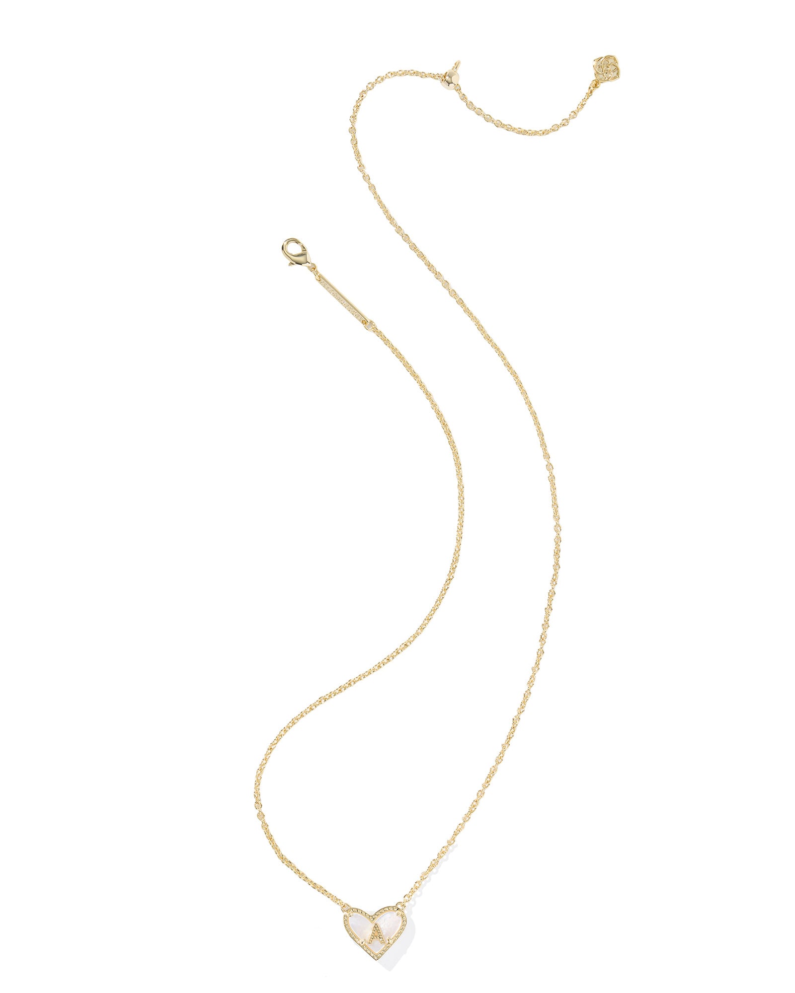 Kendra Scott Heart Letter A Short Pendant Necklace - Gold Ivory Mother Of Pearl