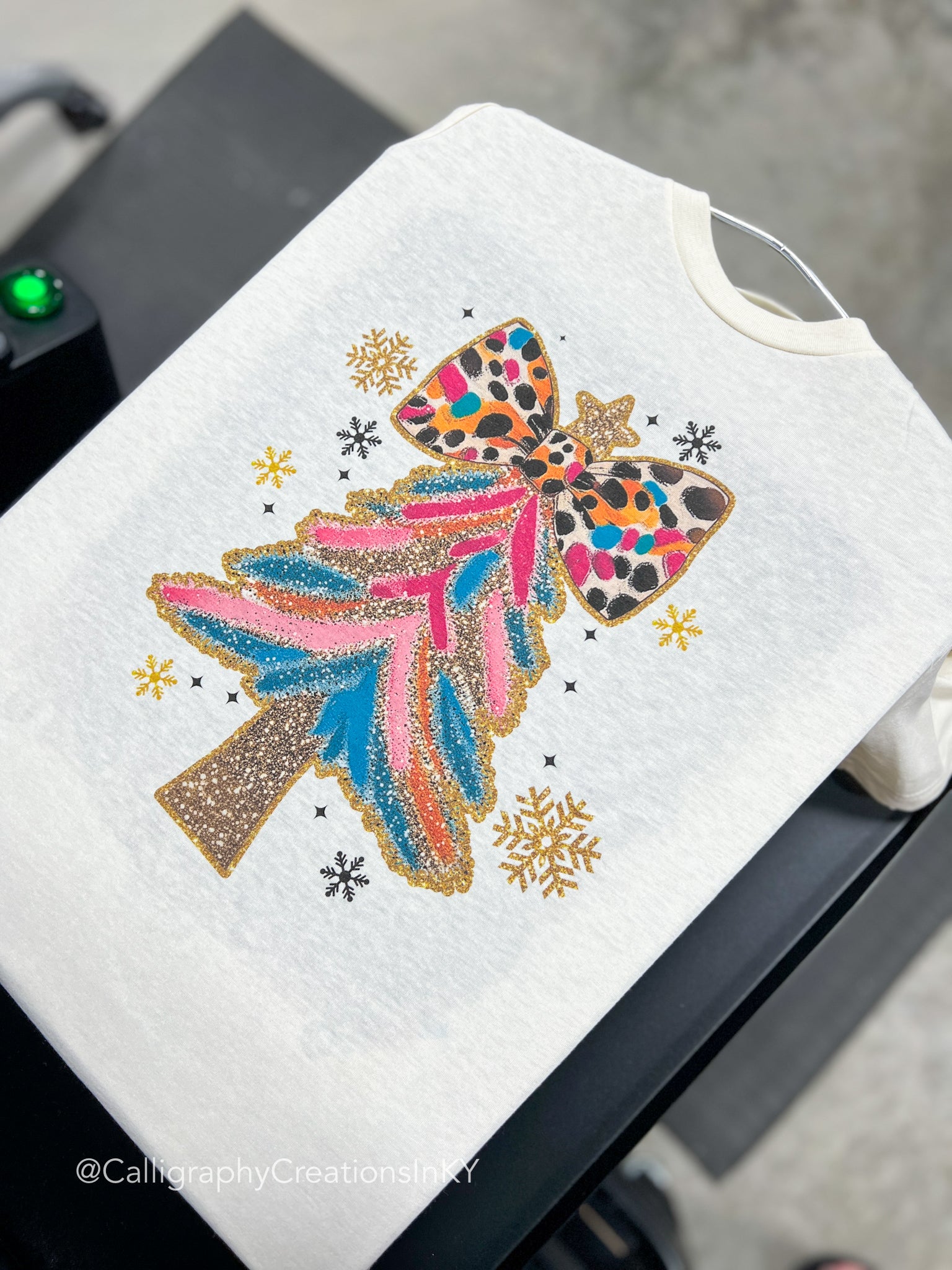 (ONE LARGE LEFT) Multi Leopard Glitter Tree Tee *FINAL SALE*