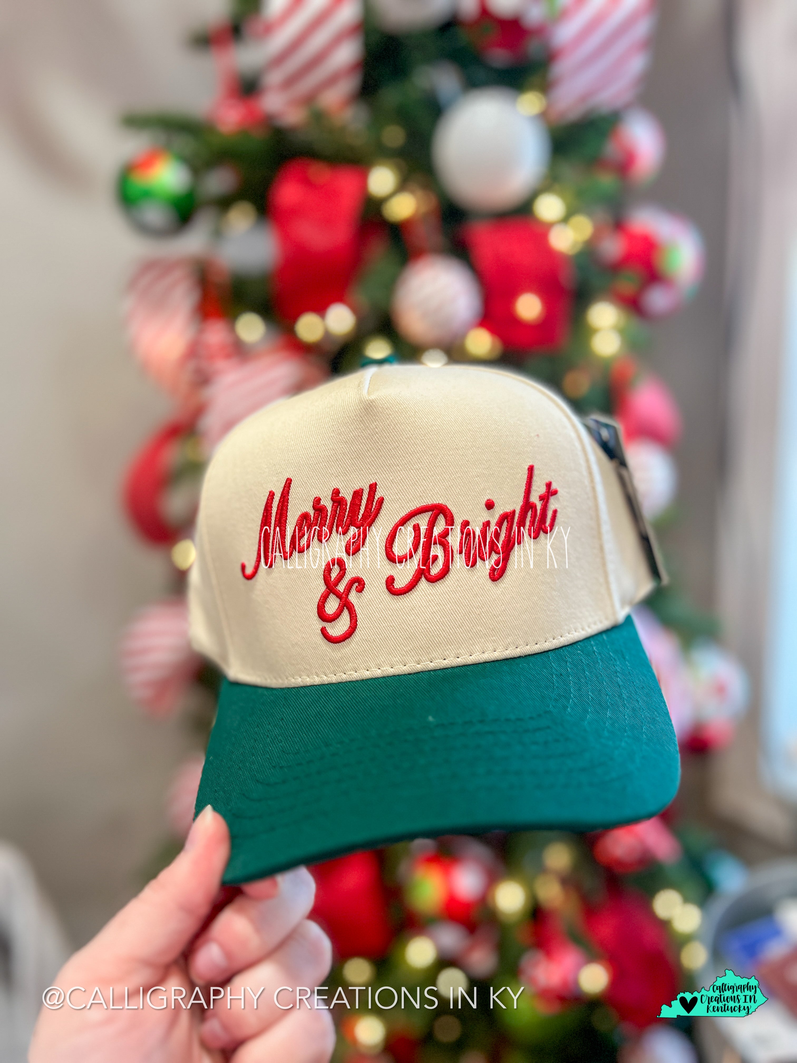 Merry & Bright Embroidered Trucker Hat