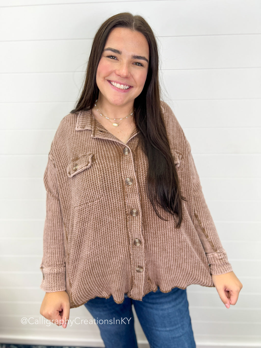 Brown | Acid Wash Shacket