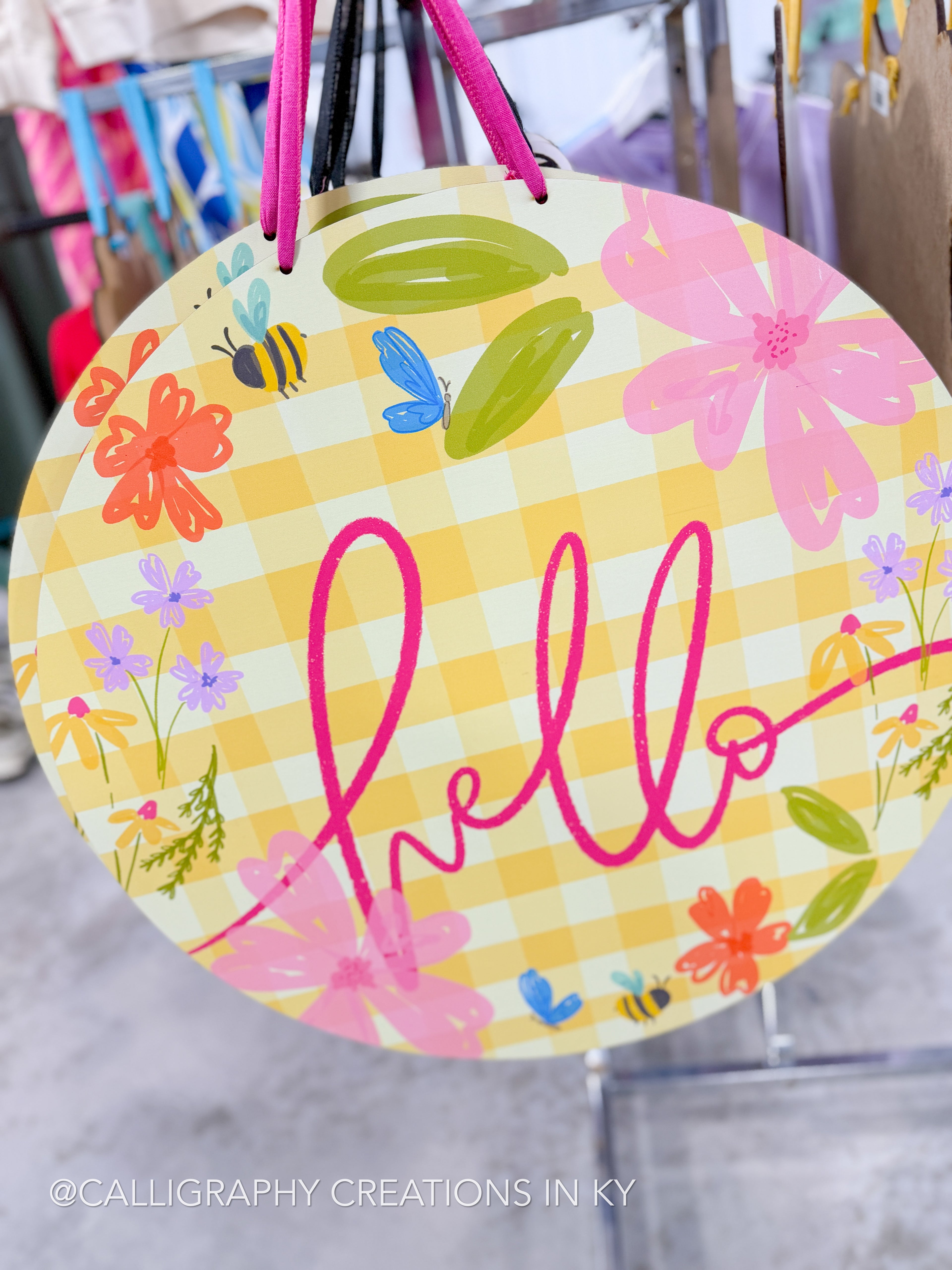 Hello • Spring Floral Doodles By Rebekah Door Hanger *LOCAL PICKUP ONLY*