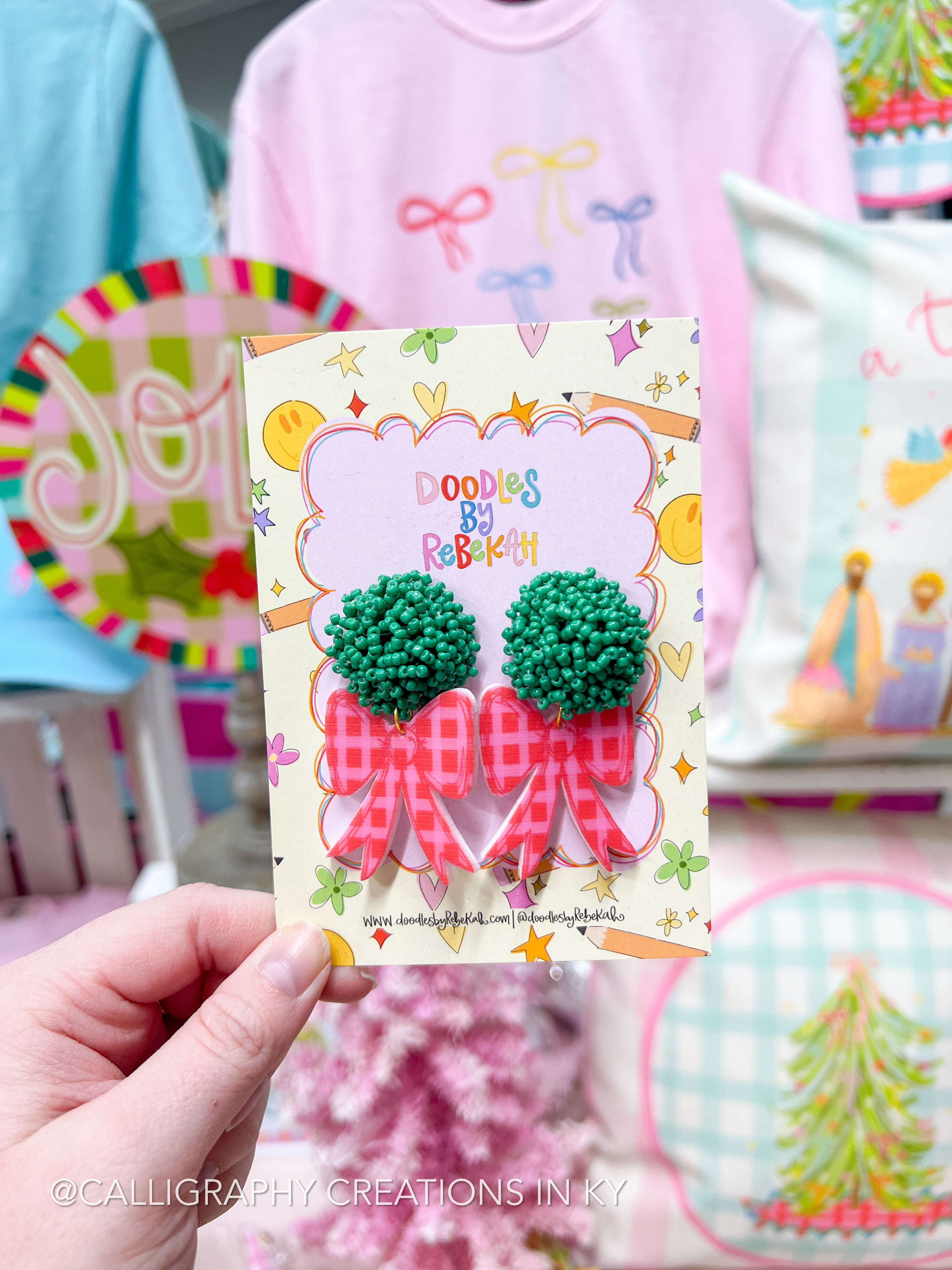 Pink and Red Bow Earrings • Doodles By Rebekah