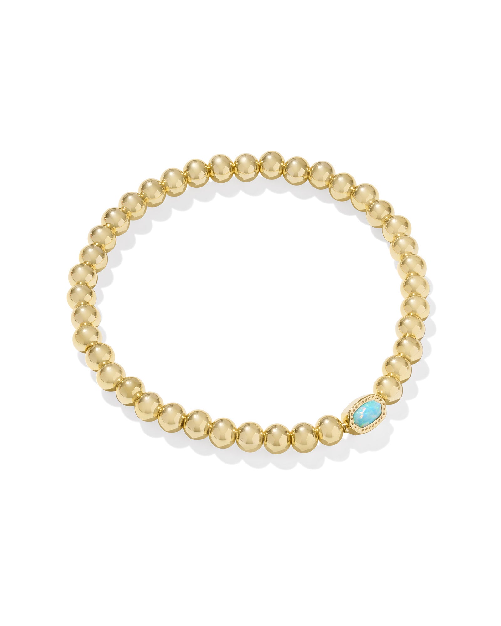 Kendra Scott Mini Elaina Stretch Bracelet - Gold Light Teal Kyocera Opal