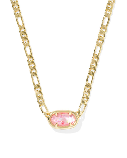 Kendra Scott Elisa Figaro Chain Short Pendant Necklace - Gold Pink Iridescent Mother Of Pearl
