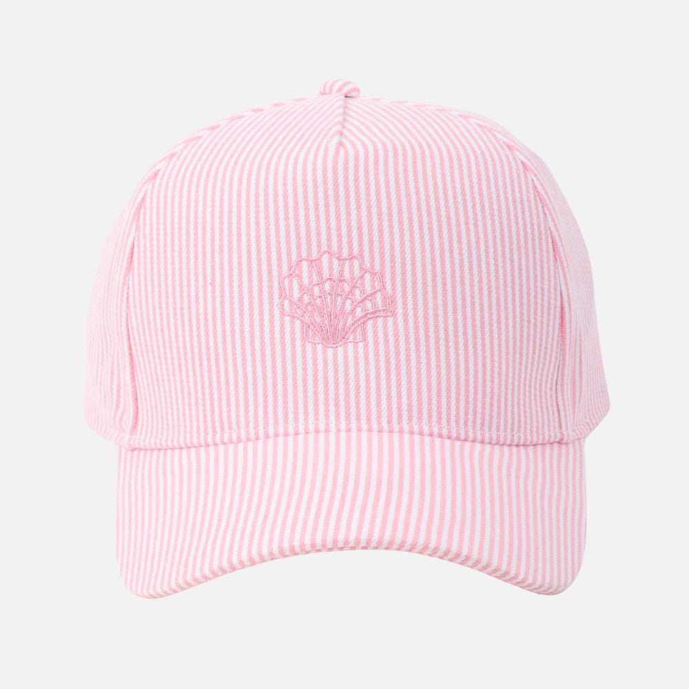 Pink Stripe Shell Embroidered Hat