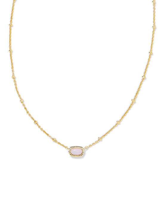 Kendra Scott Mini Elisa Satellite Short Pendant Necklace - Gold Pink Opalite Crystal