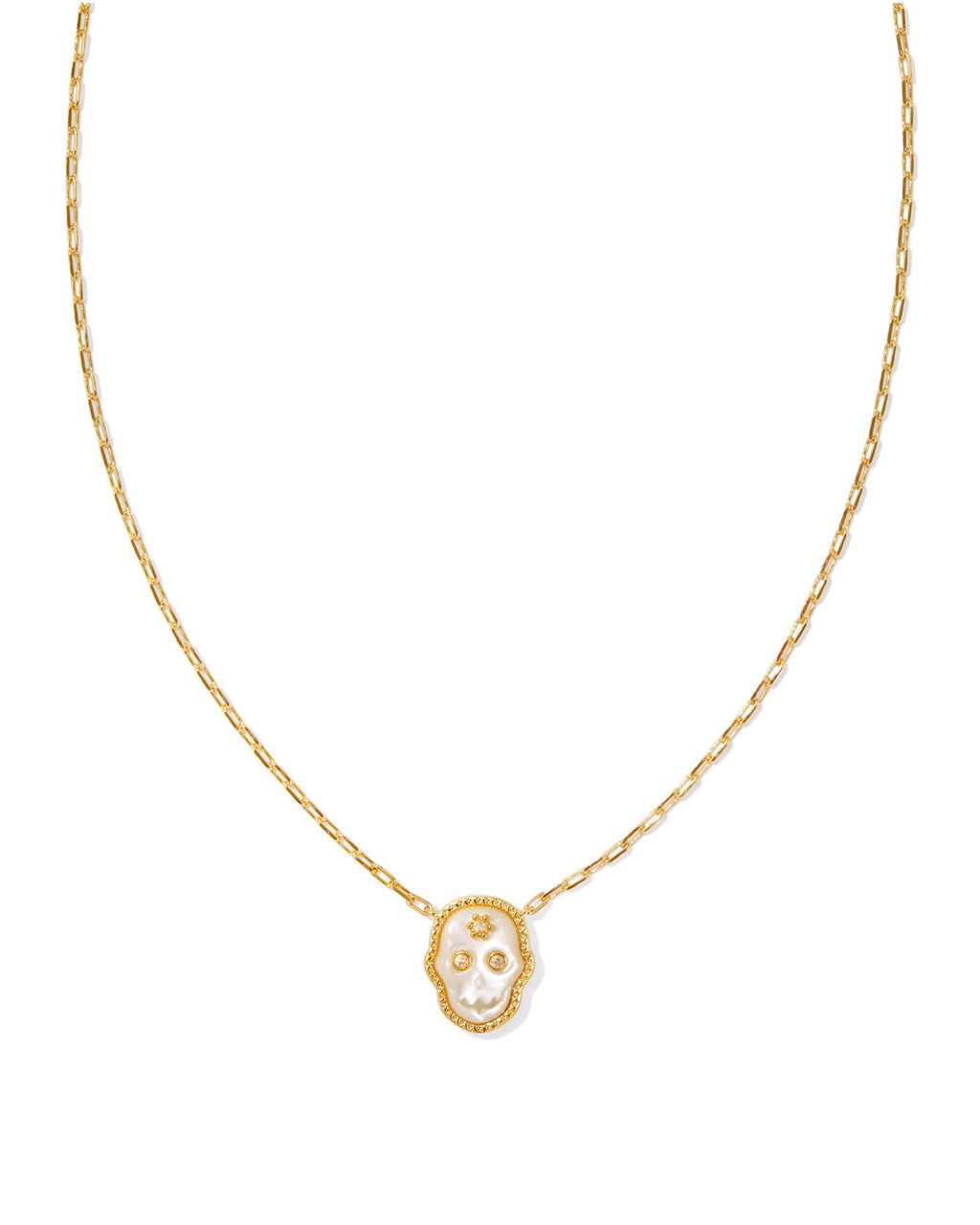 Kendra Scott Skeleton Short Pendant Necklace - Gold Ivory Mother Of Pearl