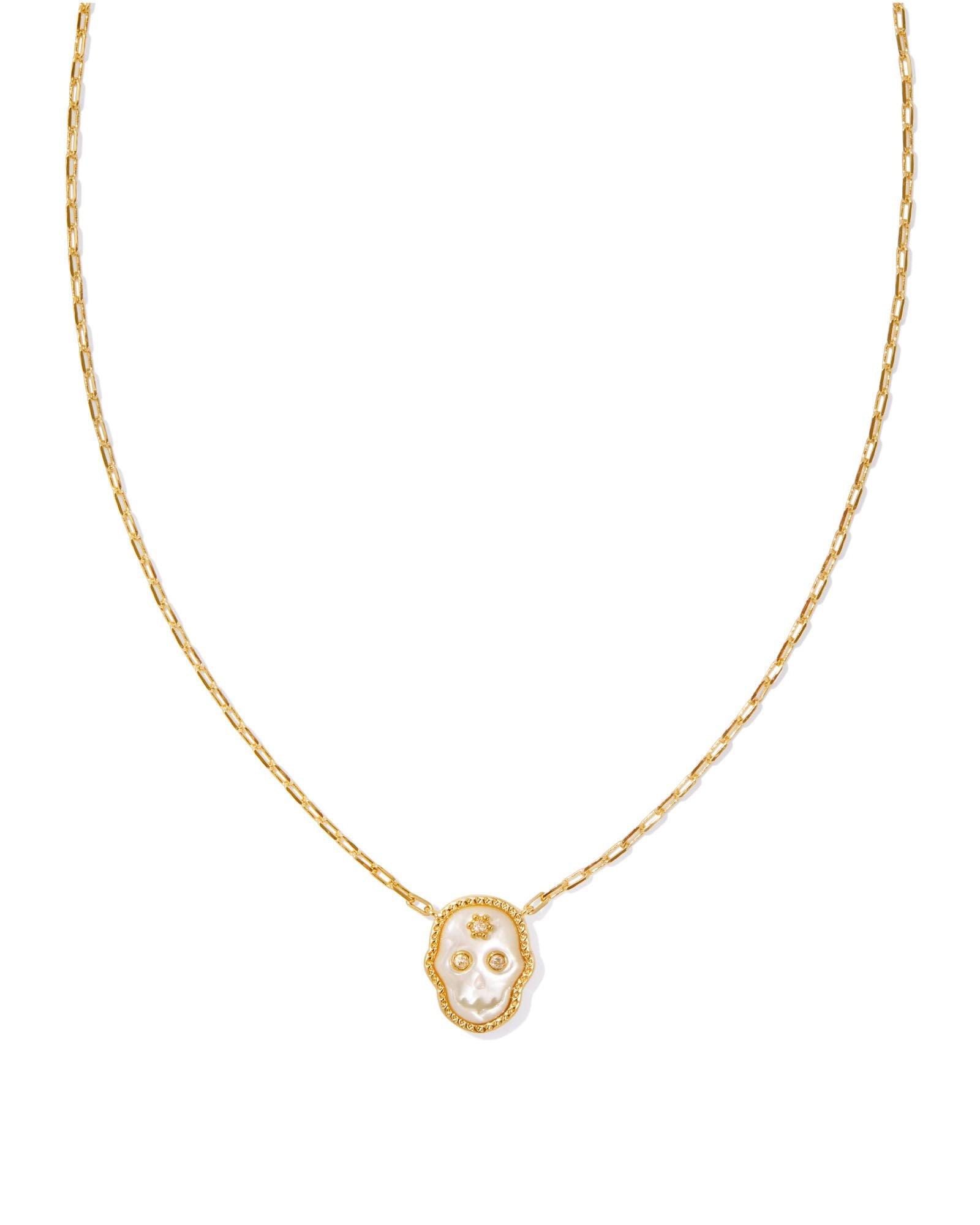 Kendra Scott Skeleton Short Pendant Necklace - Gold Ivory Mother Of Pearl