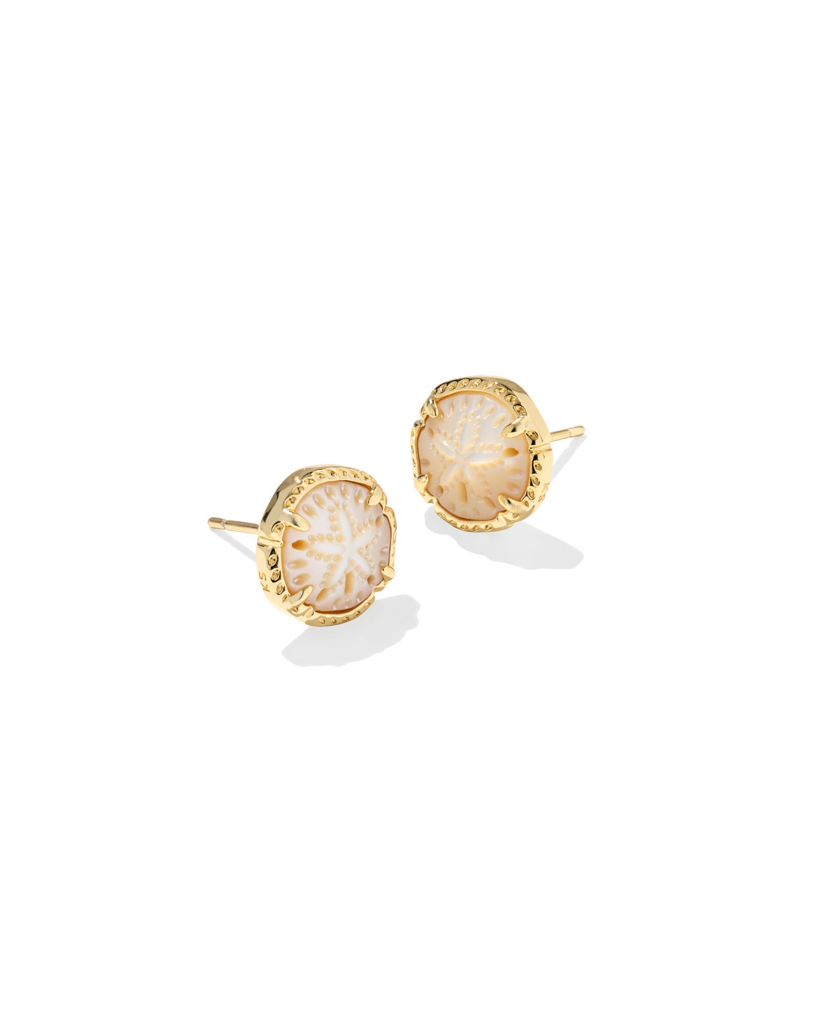 Kendra Scott Sand Dollar Stud Earrings - Gold Natural Mother Of Pearl