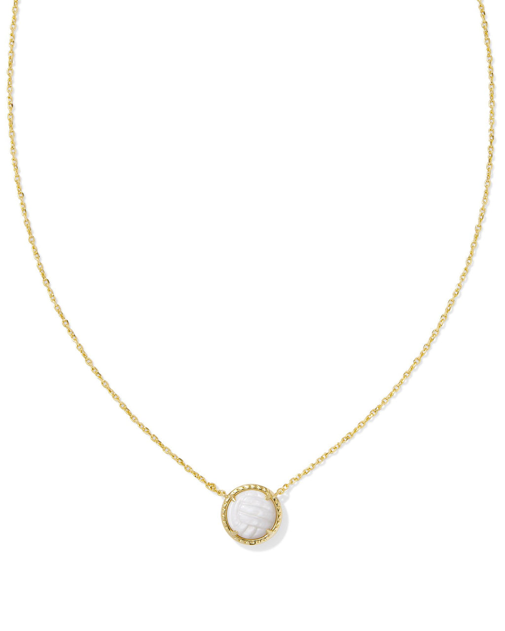 Kendra Scott Volleyball Short Pendant Necklace - Gold White Mother Of Pearl