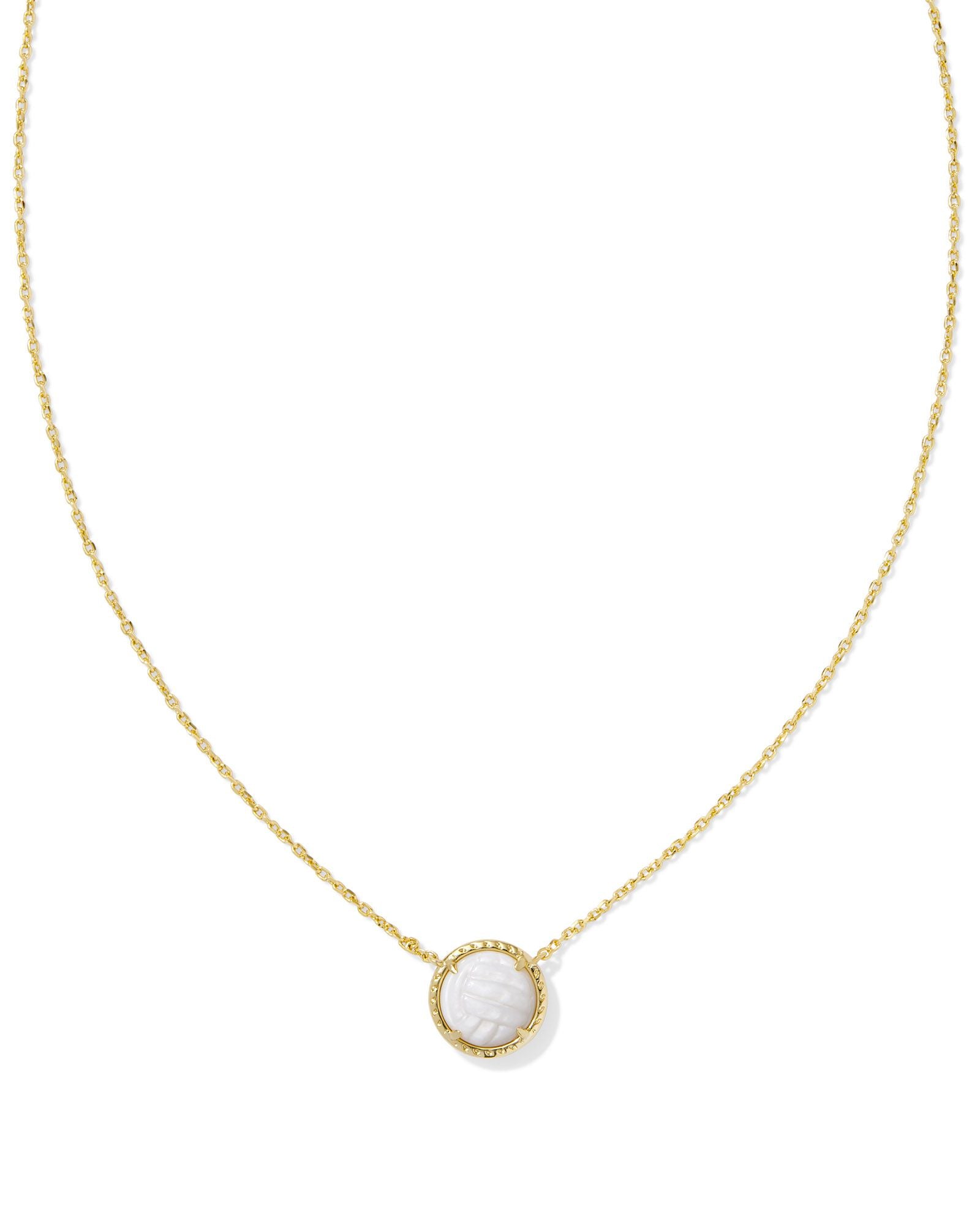 Kendra Scott Volleyball Short Pendant Necklace - Gold White Mother Of Pearl